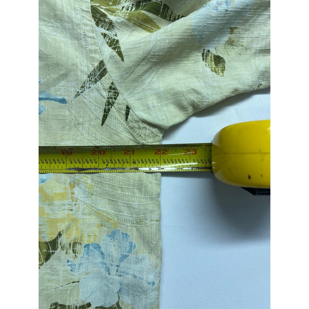 Tommy Bahama Mens SILK Hawaiian Shirt Yellow Bamboo Floral Short Sleeve Resort - Picture 9 of 12